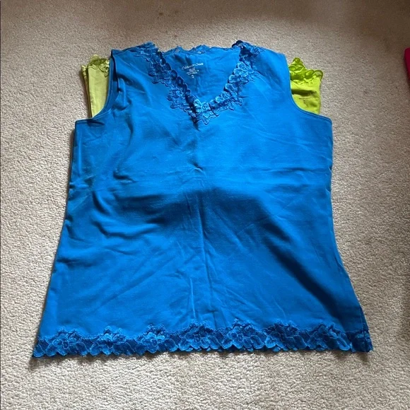 Coldwater Creek xl Colorful Lace Trim Tank Tops - Picture 2 of 4